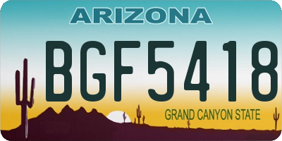 AZ license plate BGF5418