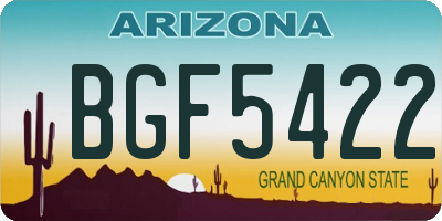 AZ license plate BGF5422
