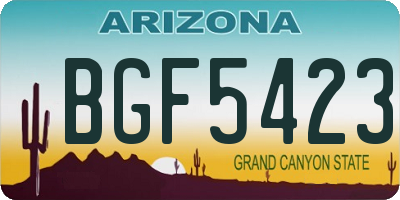 AZ license plate BGF5423