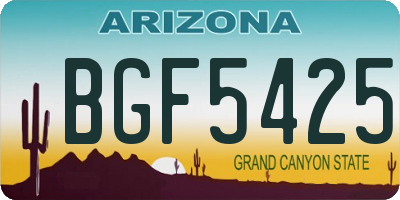 AZ license plate BGF5425