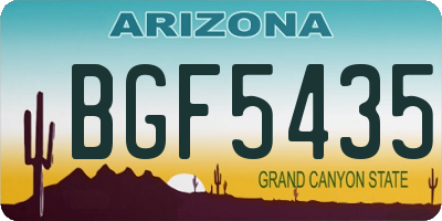 AZ license plate BGF5435