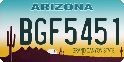 AZ license plate BGF5451