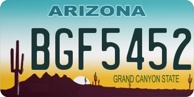 AZ license plate BGF5452