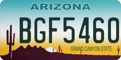 AZ license plate BGF5460