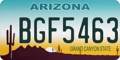 AZ license plate BGF5463