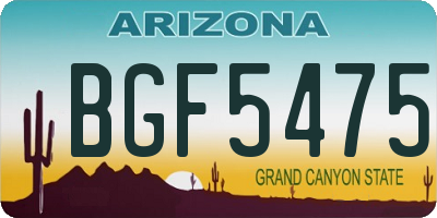 AZ license plate BGF5475