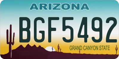AZ license plate BGF5492