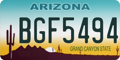 AZ license plate BGF5494
