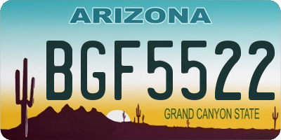 AZ license plate BGF5522