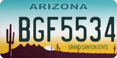 AZ license plate BGF5534