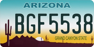 AZ license plate BGF5538