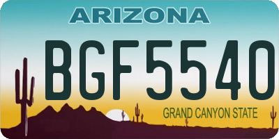 AZ license plate BGF5540
