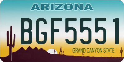 AZ license plate BGF5551