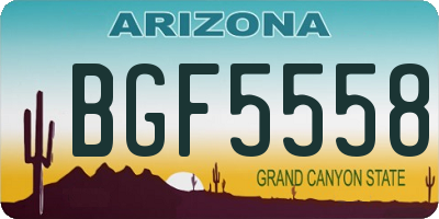 AZ license plate BGF5558