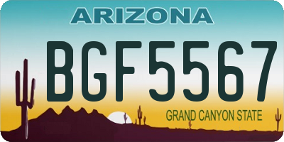 AZ license plate BGF5567