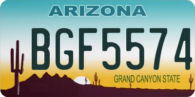 AZ license plate BGF5574