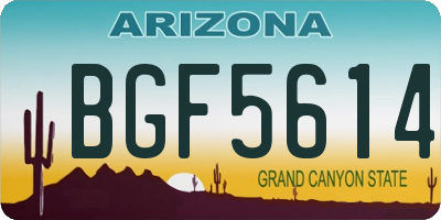 AZ license plate BGF5614