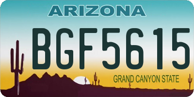 AZ license plate BGF5615