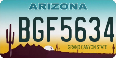 AZ license plate BGF5634