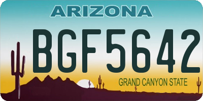 AZ license plate BGF5642