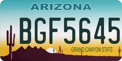 AZ license plate BGF5645