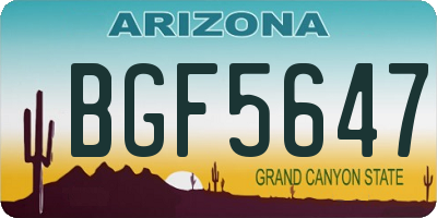 AZ license plate BGF5647