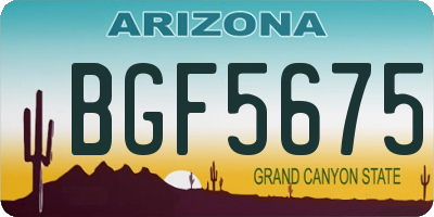 AZ license plate BGF5675