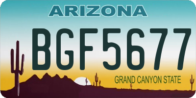 AZ license plate BGF5677