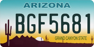AZ license plate BGF5681