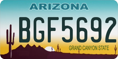 AZ license plate BGF5692