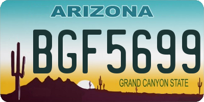 AZ license plate BGF5699