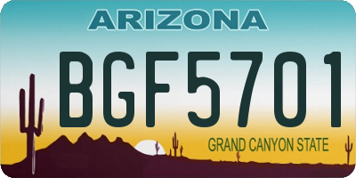 AZ license plate BGF5701