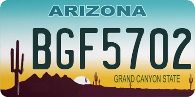 AZ license plate BGF5702