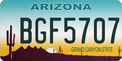 AZ license plate BGF5707