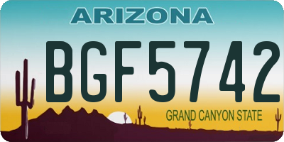 AZ license plate BGF5742