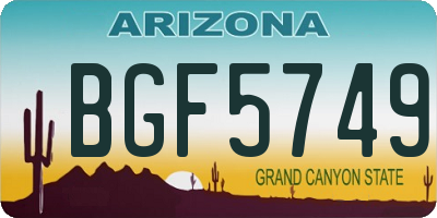 AZ license plate BGF5749