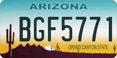 AZ license plate BGF5771