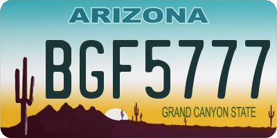 AZ license plate BGF5777