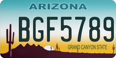 AZ license plate BGF5789