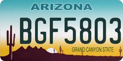 AZ license plate BGF5803
