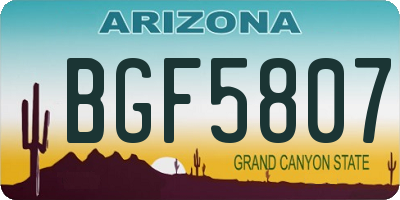 AZ license plate BGF5807