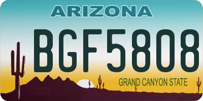 AZ license plate BGF5808