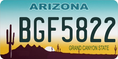 AZ license plate BGF5822