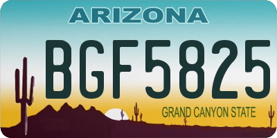 AZ license plate BGF5825