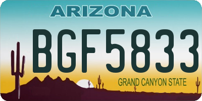 AZ license plate BGF5833