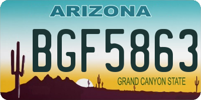AZ license plate BGF5863