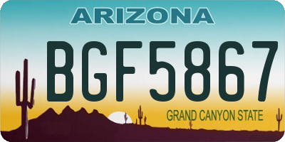AZ license plate BGF5867