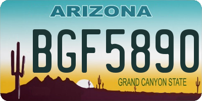 AZ license plate BGF5890
