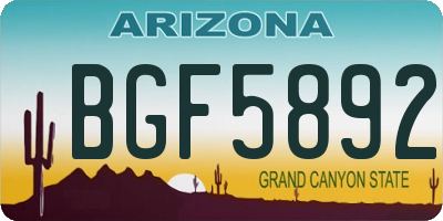 AZ license plate BGF5892