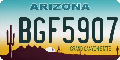AZ license plate BGF5907
